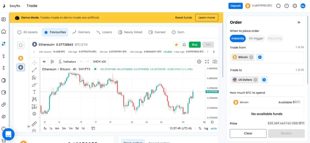 swyftx demo trading screenshot