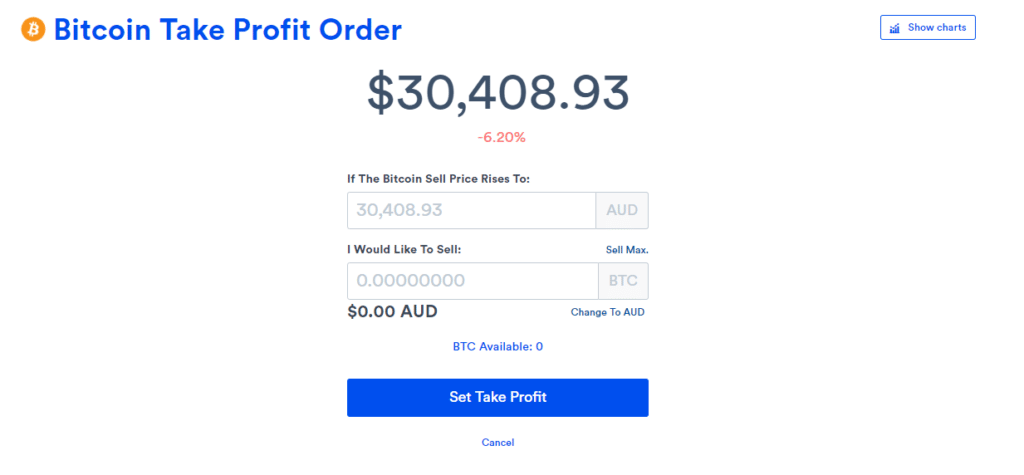 coinspot take profit limit order