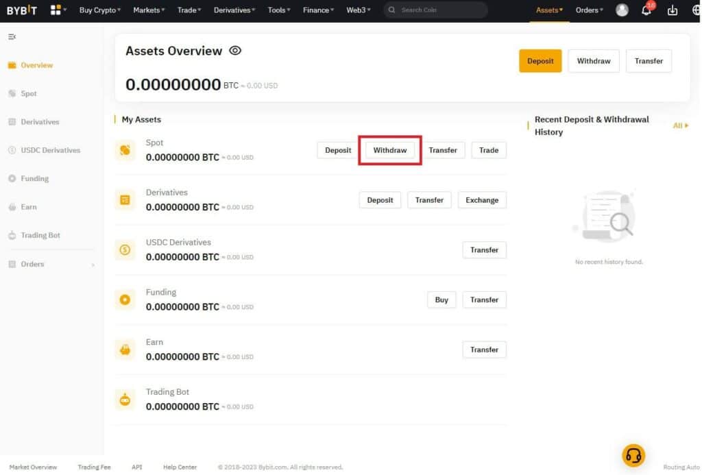 bybit withdraw crypto assets
