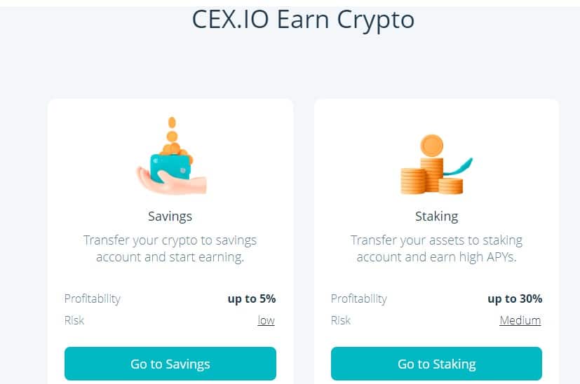 cex.io savings account and staking